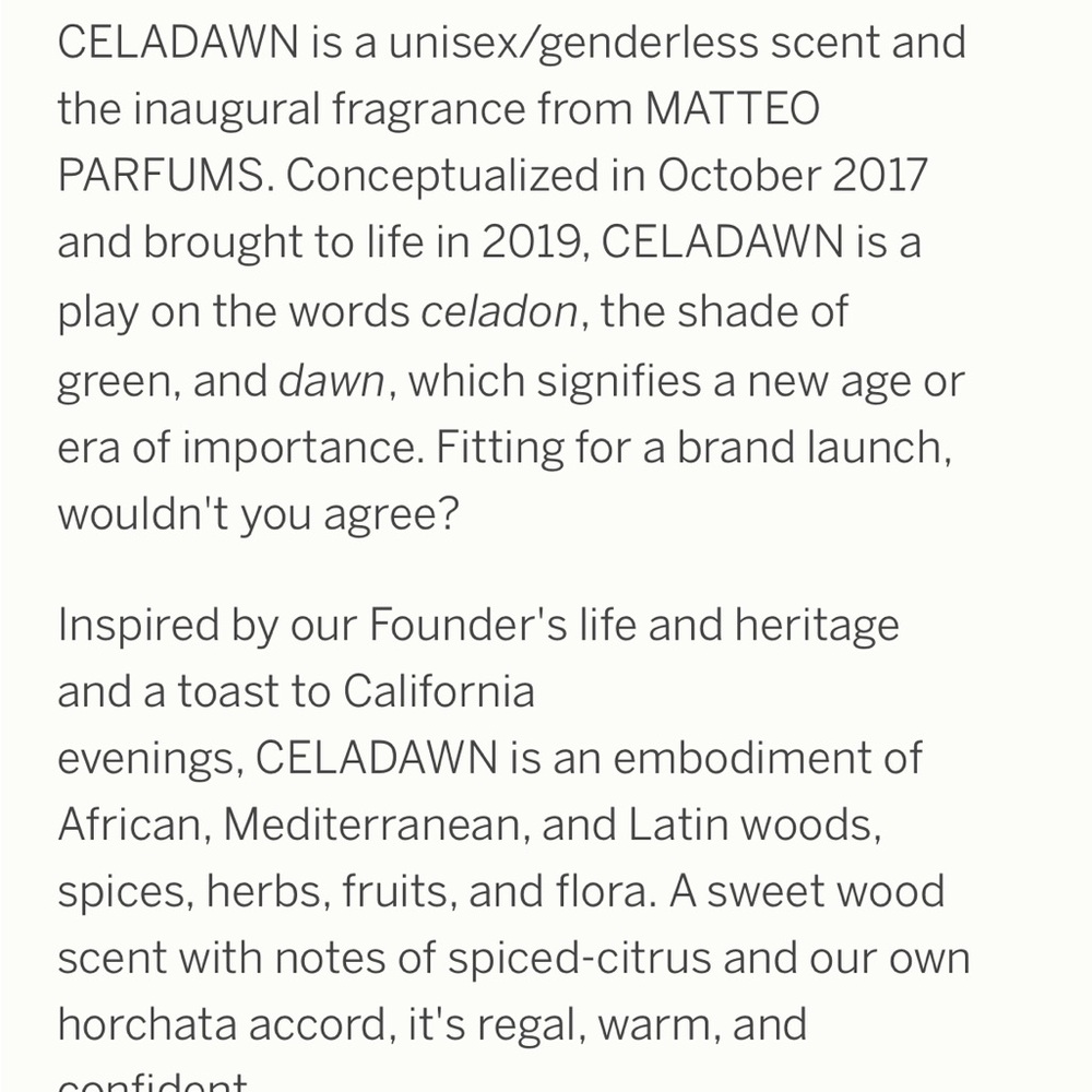 Matteo PARFUMS celadawn brand new in box - Picture 3 of 7